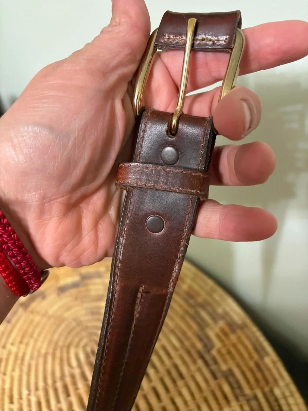 Unisex mahogany brown Leather Belt 34-38” waist